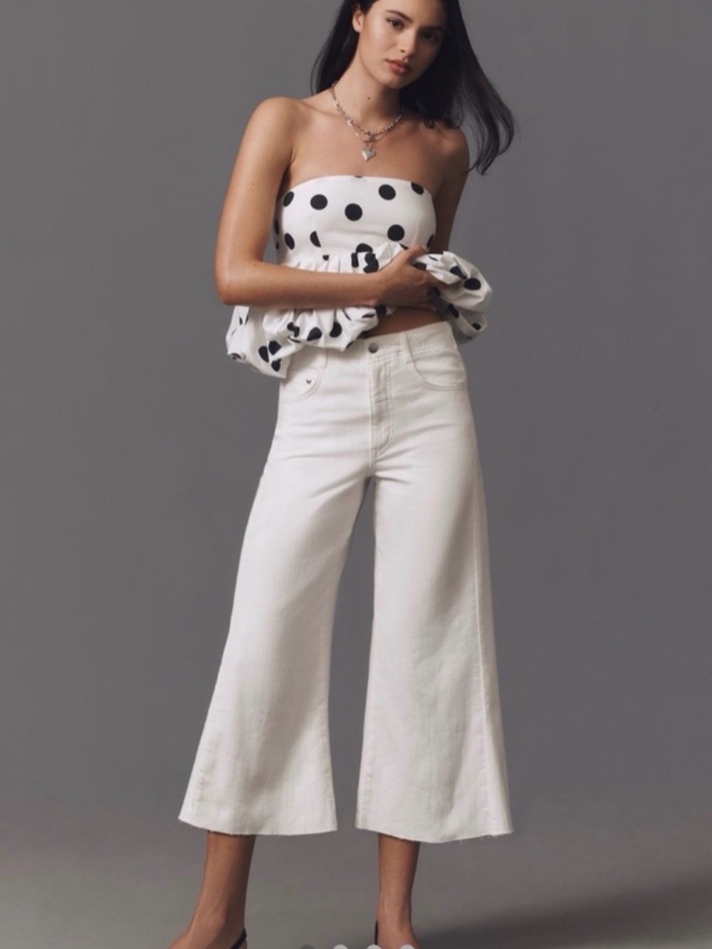 Pilcro White Wide-Leg Cropped Pants